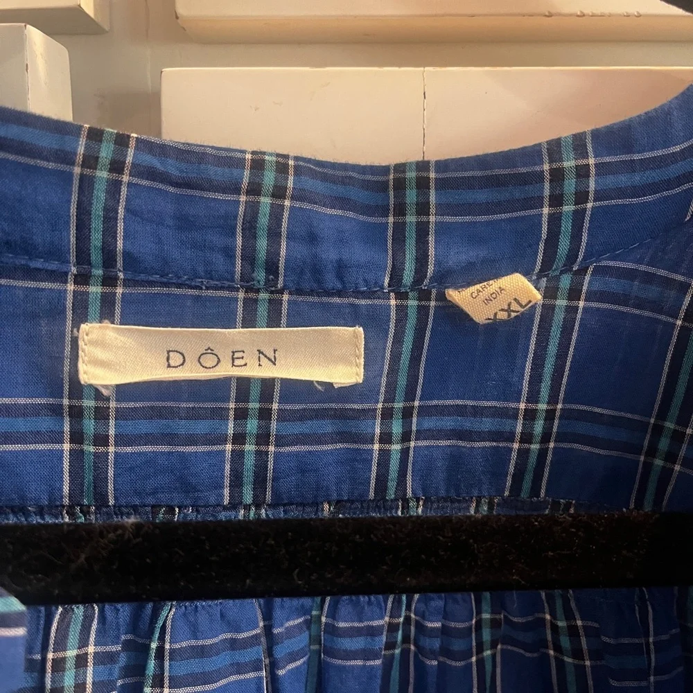 Doen Blue Plaid Button-Up XXL - Picture 3 of 4